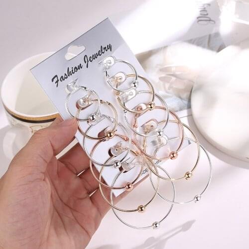 6 Pairs/set Trendy Punk Round Circle Hoop Earrings For Women Fashion Punk Golden Statement Metal Party Accessories Gift