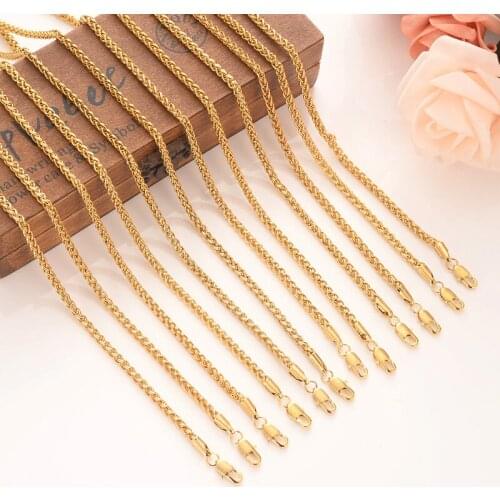 Bangrui 12pcs/Lot, Length 50CM Wholesale Small Size Chain Thin Necklaces Gold Color Jewelry for Girl Women/Men Accessories gift