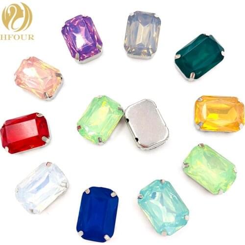Free shipping 10x14mm 13x18mm Rectangle shape flatback Resin Sew on rhinestones with claw DIY Garment accessories 20pcs/pack