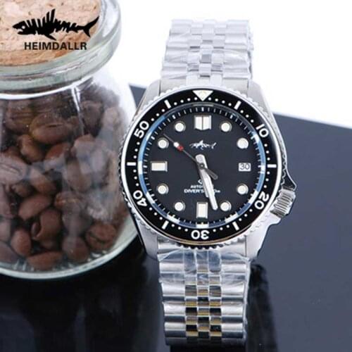 Heimdallr Mens Sharkey SKX007 Diving Watch Stainless Sapphire C3 Luminous 20ATM Waterproof NH35 Automatic Mechanical Dive Watch