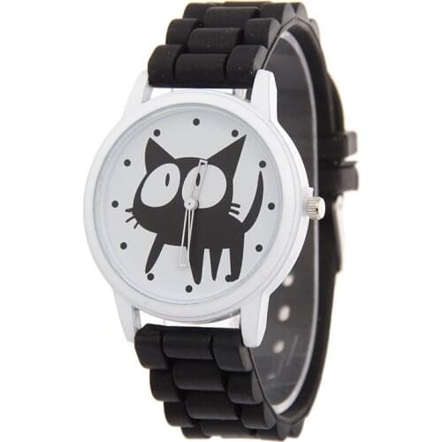 Cute Cat Pattern Watch Silicone Strap Quartz Watch Glasses Screen Boys And Girls Children Fashion Accessories