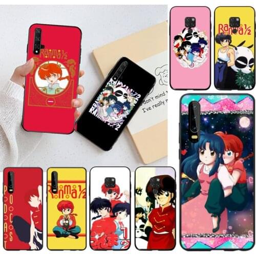 USAKPGRT Ranma 1 2 Silicone Black Phone Case for Huawei P40 P30 P20 lite Pro Mate 30 20 Pro P Smart 2020 prime