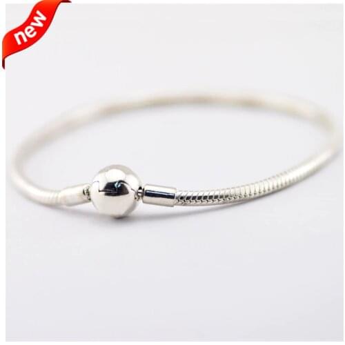 CKK 925 Sterling Silver Snake Chain Silver With Round Clasp Bracelets Original Jewelry Making Fits For Charms and Beads