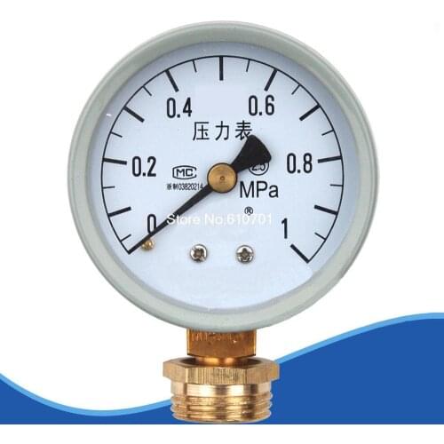 Y-60 Water Oil Hydraulic Air Pressure Gauge -0.1~0Mpa or 0-0.1/0.16/0.25/0.6/1/4/10/25/40/60Mpa M14*1.5 with 1/2" BSP Adapter