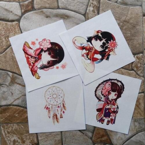 Kimono girl hand dyed fabric dyeing cotton canvas DIY patchwork digital printing cloth home decora Wind chime 15*15cm 4pcs SL105