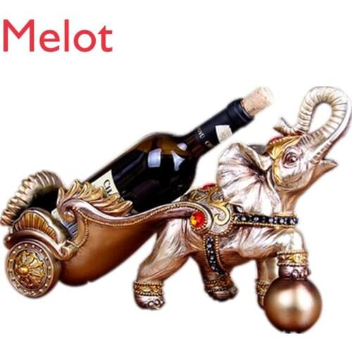 Creative Resin Elephant Horse-Drawn Tram Red Wine Rack Gift Wedding Decoration Decoration Wine Cabinet Crafts Cup Holder