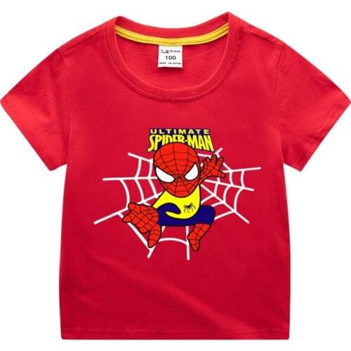Summer new Disney childrens clothing 3-8 years old boy short-sleeved childrens cotton girl T-shirt cartoon print Spiderman
