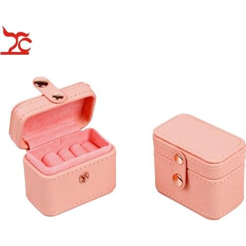 Mini Leather Lady Ring Jewelry Travel Case Portablel Pink Ring Earring Pendant Storage Cosmetic Birthday Party Festival Gift Bag