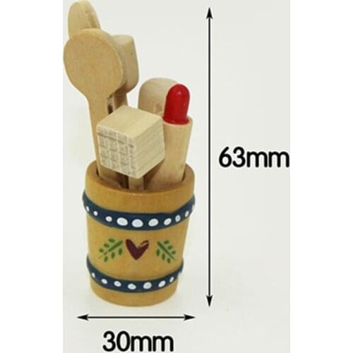 Mini Wooden Kitchen Kitchenware Simulation Spoon Shovel Model Toy for Doll House Decoration 1/12 Dollhouse Miniature Accessories