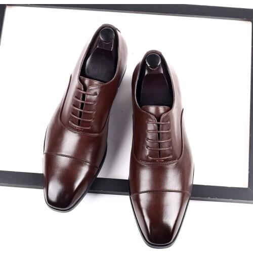 Mens Dress Shoes Square Toe Gentlemen Leather Shoes Trendy Business Style Slip On Fashion Men Shoes 2020 new