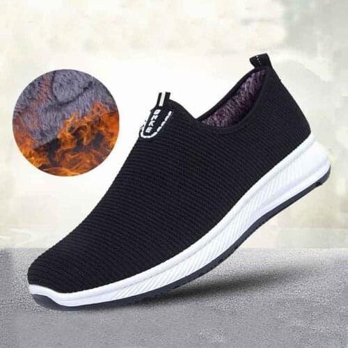Men Winter Plush Shoes Boot Man Lightweight Comfortable Casual Shoes Male Lace_Up Mesh Shoe Spring Autumn Summer Walk Sneaker 44