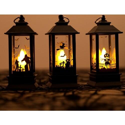 Halloween Night Light Pumpkin Lantern Retro Exquisite Shape Safe LED Night Light Home Party Decoration DIY Candle Lamp for Home