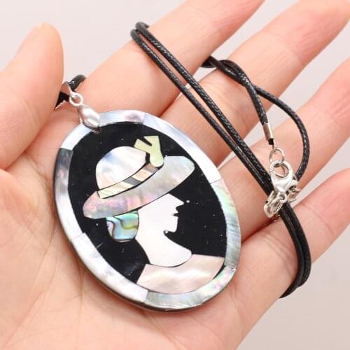 Natural Shell Alloy egg Pendant Beauty Picture Necklace DIY Elegant Sexy Necklaces Sweater Chain Romantic Gift Make for Woman