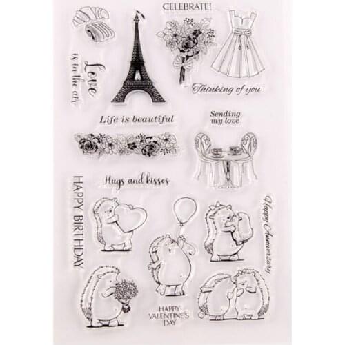 1pc Tower Hedgehog Transparent Clear Silicone Stamp Seal DIY Scrapbook Rubber Stamping Coloring Embossing Diary Decor Reusable