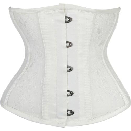 Plus Size Womens Spiral Steel Boned Lace up Waist Training Steel Busk Underbust Corset Lingerie Bustier Lace Korset