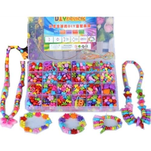 Mixed 600PCS Loose Acrylic Beads for Kid Girls Necklace&Bracelet DIY Beads Building Kit Set Educational Developmental Toys