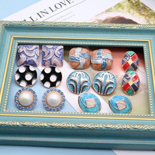 Geometric Colorful Retro Enamel Earring Glaze For Women Girls Wedding Party Jewelry Gifts