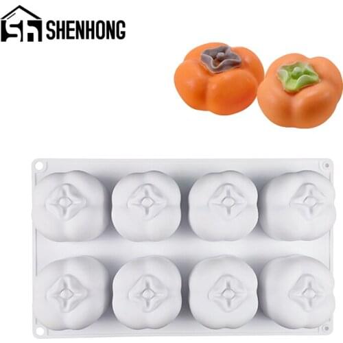 SHENHONG Mousse Cake Molds 8 Cavity Silicone Mold Persimmon-Shaped French Dessert Decorating Bakeware Pastry Baking Tools