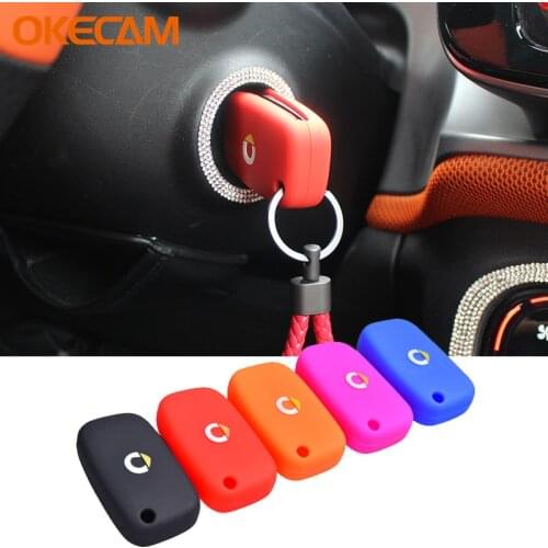 OKECAM Silicone Car Remote Key Shell Fob Cover Case for Mercedes Smart Fortwo Forfour 453 Soft Car Key Cover Auto Accessories