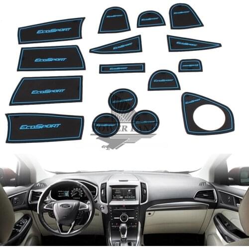 Blue Door Tank Cup Pad Anti-skid Cup Mat Dedicated Storage Pad Non-Slip Slot Interior Dustproof Door Pad for Ecosport