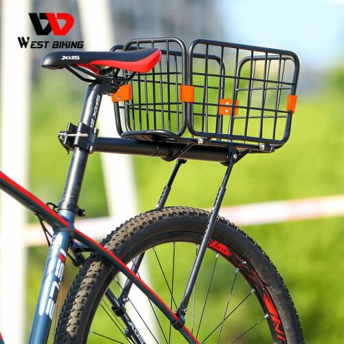 WEST BIKING Detachable Bicycle Rear Cargo Rack Multifunctional Alloy Shelf Cycling Racks Trunk 50KG Load-bearing MTB Bike Basket
