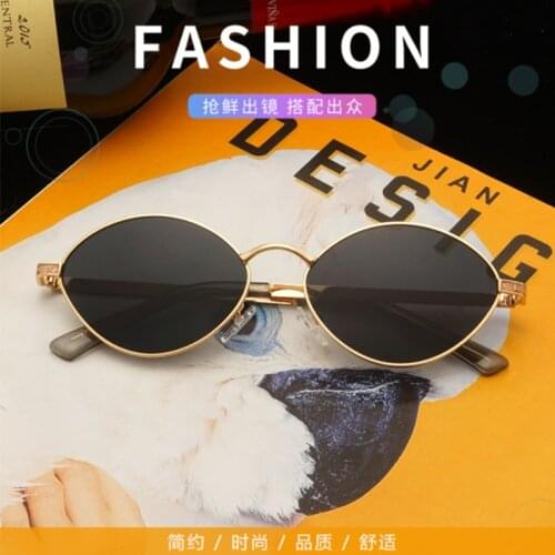 Trending Products 2021 Round WomenS Sunglasses Unusual Ocean Small Oval Glasses Male Uv400 Yellow Green Metal Frames