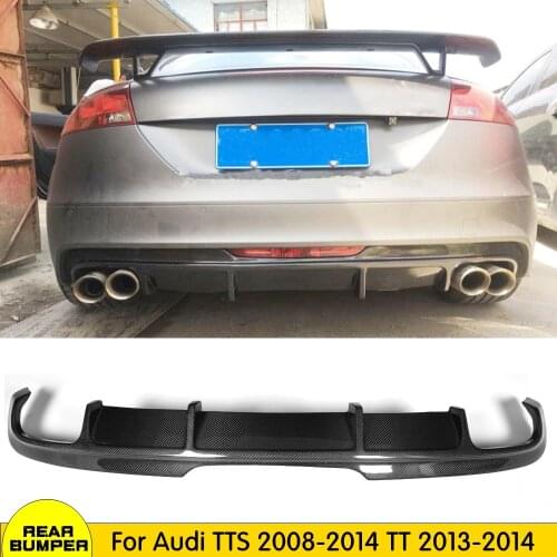 Carbon fiber / FRP Rear Bumper Lip Diffuser Spoiler Double Exhaust for Audi TT 2013-2014 TTS 2008-2014