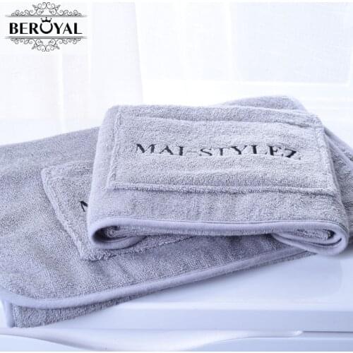 Beroyal Brand High Quality Gym Towel - 1pc/lot Grey Cotton Towel with Zipper and Pocket Absorbent Sport Towel Soft Hand Towels