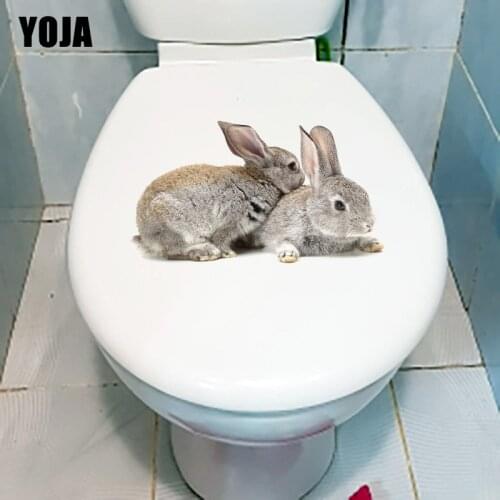 YOJA 25.9×14.7CM Mutually Dependent Rabbits Modern Living Room Decor Wall Stickers Waterproof Toilet Decals T1-3281