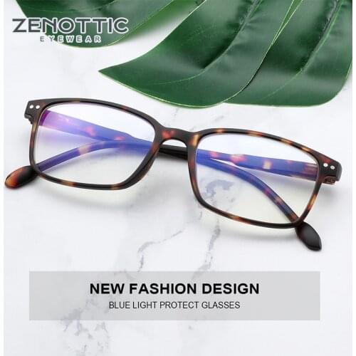 ZENOTTIC Rectangle Anti Blue Light Reading Glasses Men Full Frame Reader Presbyopia Computer Gaming Hyperopic Eyewear Diopter