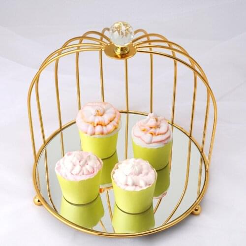 1pcs Gold Color birdcage food display shelf wine dessert table tray cake plate food trays decorative home