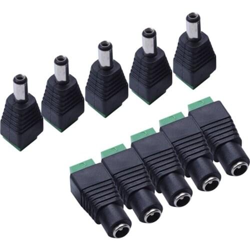 10 Pcs CCTV Cameras 2.1mm x 5.5mm Female Male DC Power Plug Terminal Adapter