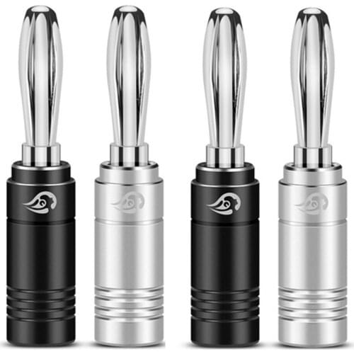 4PCS Banana Plug Speaker Amplifier Audio Jack HiFi Stereo Splice Adapter Wire Connector Mixer Screw Hanging Plating Process