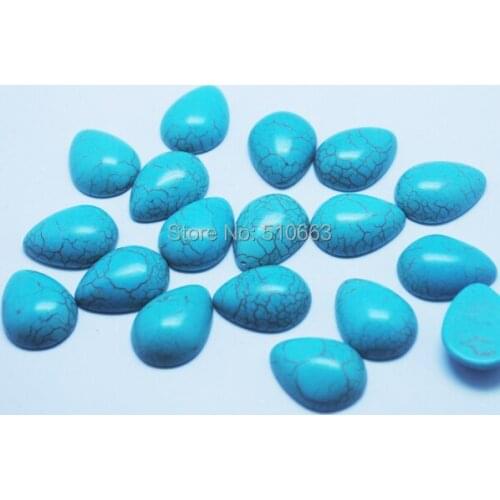50 Pieces / Lot, Blue Turquoisee Stone Cabonchon DIY beads Accessories Size 15x20mm Dropwater Shape