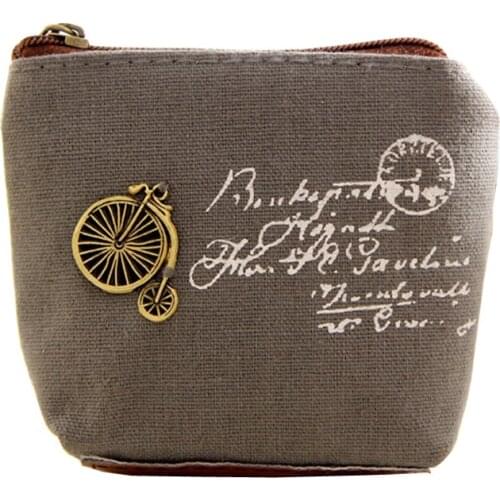 70PCS / LOT Ladys Purse Vintage Canvas Purse Zipper Shell - Shaped Small Square Bag Girl Mini Coin Wallet Key Storage Bag