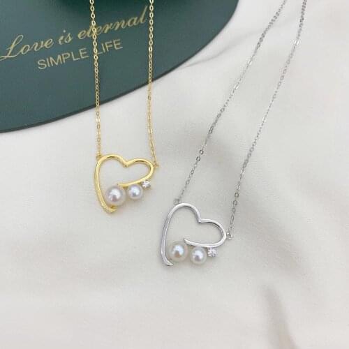 Heart Shape 925 Sterling Silver Necklace Findings Jewelry Base Settings Mountings Parts for Akoya Edison Pearls, Coral, Jade