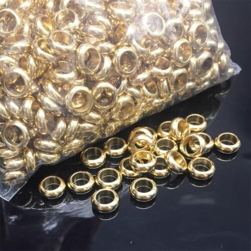 20pcs Stainless Steel Gold/Steel Tone Large Hole Spacer Beads Jewelry Finding 6mm/8mm Accessories rvs beads gold For DIY Making