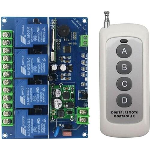 DC 12V 24V 36V 48V 10A 4CH RF Wireless Remote Control switch High quality and security 1 receiver+ 1 transmitter (J1)