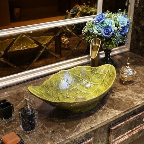 Creative Retro Art oval shaped Ceramic Washbasin Individual Washbasin bowl sink ceramic wash basin bathroom sink