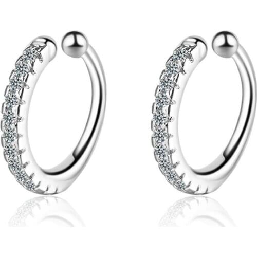 Round Zircon Ear Clip Earless Hole Earrings For Women Trend Creative 925 Sterling Silver Party Gifts Jewelry oorbellen SAE361