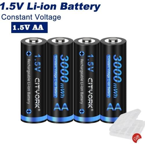 AA 1.5V Lithium Rechargeable Battery 3000mWh 1.5V AA Li-ion Rechargeable Batteries AA 1.5v Battery for Remote Control toy