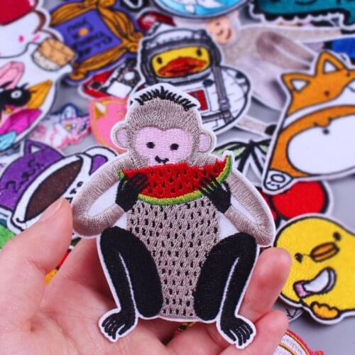 Cute Monkey Patches For Clothing Cartoon Unicorn Frog Patch Iron on Embroidered Patch On Clothes DIY Heart Stripe Badges Appliqu