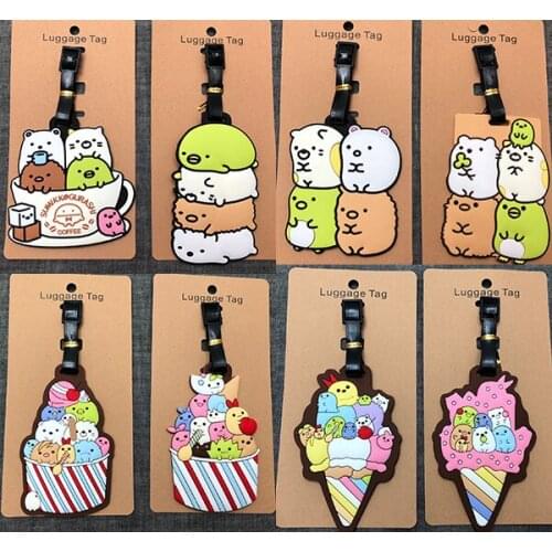 Fashion Sumikko Gurashi Suitcase Luggage Tag Cute Cartoon ID Address Holder Baggage Label Silica Gel Identify Travel Accessories