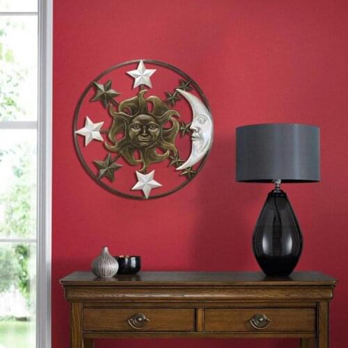 Celestial Sun Moon Star Metal Wall Art Crafts Waterproof Durable Home Hanging Decor Creative Garden Patio Bedroom Adornment