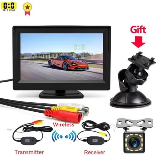 New 5 Inch Car Reversing Camera Kit Back Up Car Monitor LCD Display HD Car Rear View Camera Parking System transmitter wireless