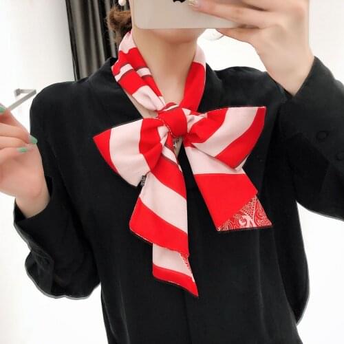 New Design Luxury Brand Double-deck Twill Striped Scarf Women Paisley Neckerchief Fashion Silk Scarves Handkerchief For Ladies