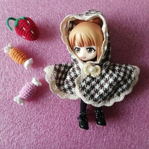 New 16cm BJD Ob11 Doll Clothes Lovely Lace Cloak Grid Shawl 1/12 Doll House GSC Obitsiu 11 Universal Accessory Kawaii DIY Toys