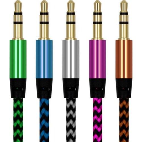 3.5mm Braided Audio Cable Metal Head Male To Announcement Cable AUX Car Audio Recording Cable for Players, Computers, TVs