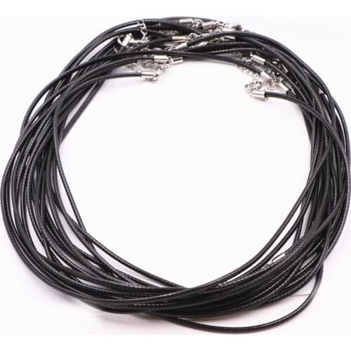 Charms Wax Rope 5 PCS/lot 1.5mm Leather Chain Necklace Pendant With Lobster Clasp DIY Jewelry Finding String Cord Necklaces 18"