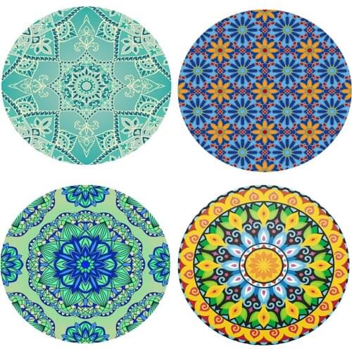Table Cover Protector Round Tablecloth Flower Printing Mat Decoration 120cm/47inch Dia with Soft Backing